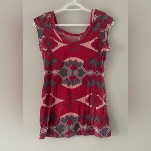 free people patterned fitted tee